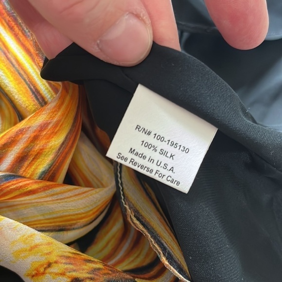 Tamsen Y2K Designer Gold/Brown Abstract Print Ruffle Halter Silk Gown NWT - Picture 13 of 16